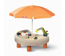 Vaikiškas smėlio ir vandens stalas su dangčiu ir skėčiu | Statybų aikštelė | Little Tikes 401N